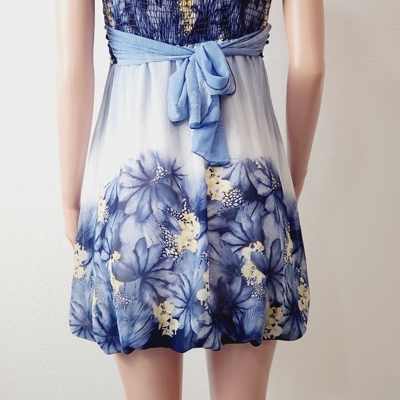 CAMEO Strapless Floral Spring Flowers Wrap Around Belt Tie Mini Dress Size: M - Picture 8 of 11